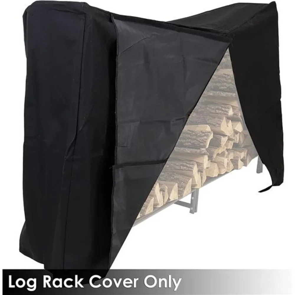 6-Foot Firewood Log Rack Cover - Heavy Duty Black Weather-Resistant